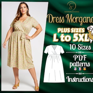 PDF digitales Schnittmuster für das Kleid Morgane | Schnittmuster | Gerafftes Kleid Schnittmuster | Midi Kleid Schnittmuster | kurvig geschnittenen Schnittmuster