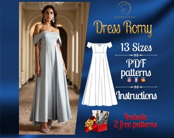 PDF digital sewing pattern Romy  dress pattern | Circle dress pattern | Gown Sewing Pattern | Ankle dress pattern | Wedding dress pattern
