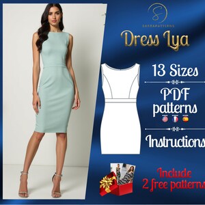 PDF digital sewing pattern for the Lya knee dress | Pencil dress pattern | formal dress pattern |sexy dress pattern | easy dress pattern