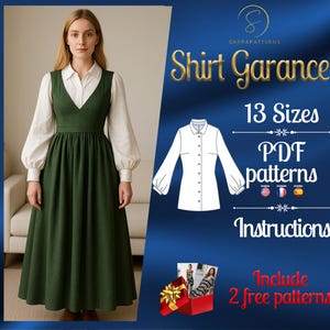 PDF digital sewing pattern Garance Top | Easy shirt pattern | Bishop shirt pattern | Medieval Top pattern | Historical Costume pattern