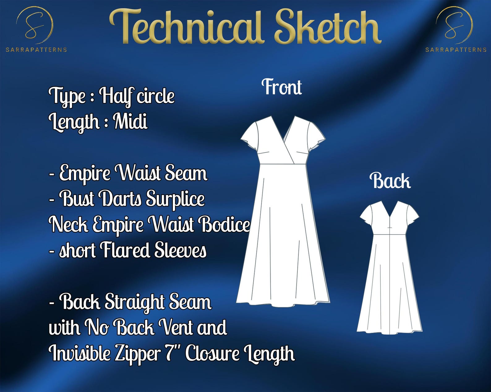PDF Digital Sewing Pattern for the Clemence Midi Dress | Half Circle ...
