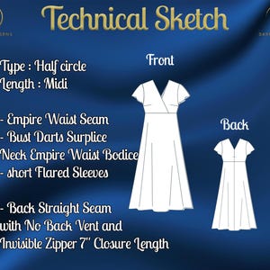 PDF Digital Sewing Pattern for the Clemence Midi Dress | Half Circle ...