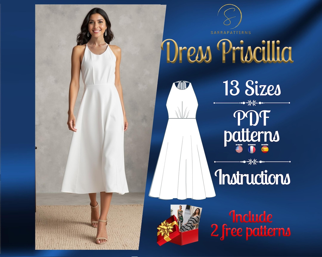 PDF Digital Sewing Pattern for Priscilia Dress | Half Circle Dress ...