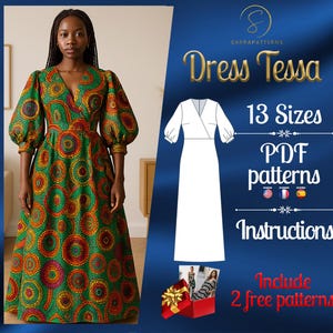 PDF digitales Schnittmuster für Tessa Kleid | Schnittmuster in A- Linie | komplettes Kleid Schnittmuster | Afrikanischer Print Kleid | Afrika Kleiderschnittmuster