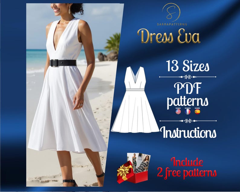 PDF Digital Sewing Pattern Eva Knees Dress | Half Circle Dress Pattern ...