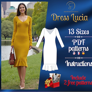 PDF digital sewing pattern for Lucia Below knee dress | Pencil dress pattern | Gown Sewing Pattern | midi dress pattern | sewing pattern pdf