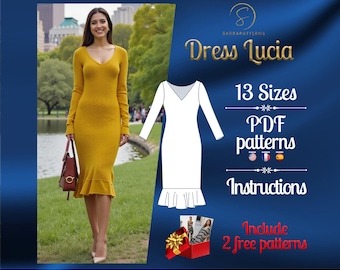 PDF digital sewing pattern for Lucia Below knee dress | Pencil dress pattern | Gown Sewing Pattern | midi dress pattern | sewing pattern pdf