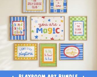 Kids Room Wall Art Prints Bundle | Kids Gallery Wall Set of 8 Printable Posters | Classroom Decor | Playroom Wall Art Bundle | No AI