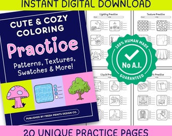 Adult Coloring Book Practice Pages - No AI | Printable PDF | Satisfying Patterns, Textures, Swatch Charts