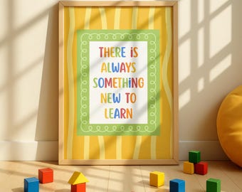 There Is Always Something New To Learn Kids Classroom Decor | Classroom Door Sign | Playroom Wall Art | Colorful Classroom Posters | No AI