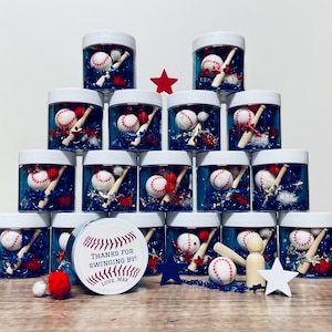 BEST SELLER baseball 4oz play dough jar party favor baseball gift homemade playdough party favor sensory kit kids birthday team goodie bag