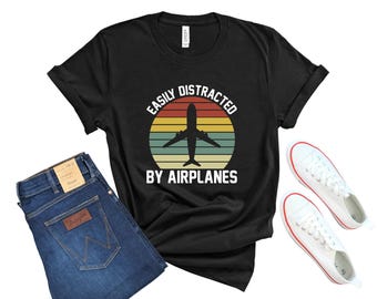 Łatwo rozpraszający się samolotami T-shirt, koszulka lotnicza, samolot retro vintage, prezent urodzinowy na koszulkę lotniczą, koszulka pilota, prezent dla miłośnika samolotów