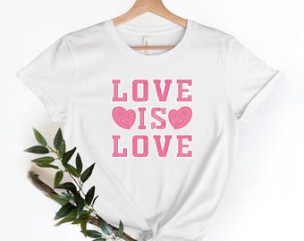 Camiseta "El amor es amor", camiseta "El amor es amor" para mujer, camiseta linda de San Valentín, camiseta de San Valentín para niñas, camiseta "El amor es amor" para hombre, camiseta del día de San Valentín
