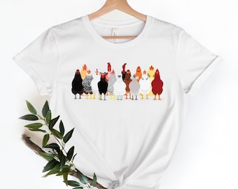 Camiseta de pollo, camiseta divertida de pollos, camiseta divertida de granjero, camiseta para amantes de los pollos, camiseta de animales, camiseta de vida en la granja, chicas amantes de los pollos, camiseta de granjeros