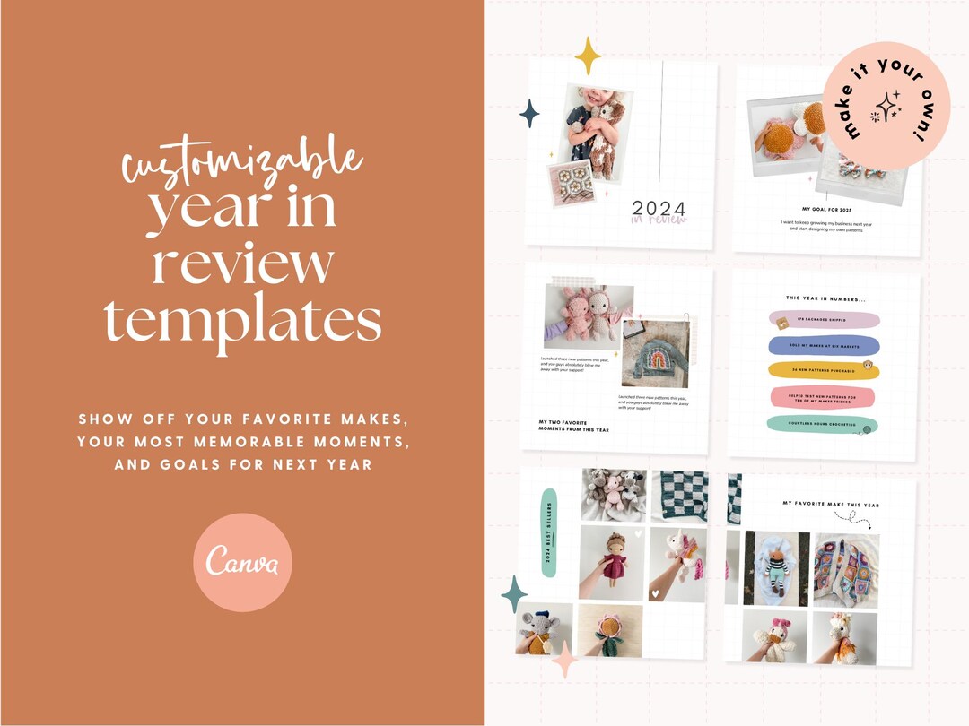 Year in Review Templates for Crocheters | Canva Year in Review ...