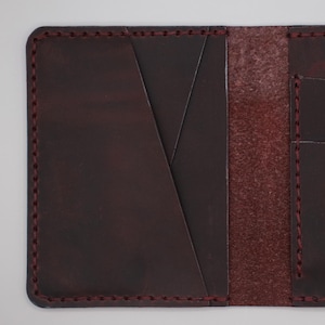 Portafoglio in pelle geometrica fatto a mano - Design sottile e minimalista, pelle premium conciata al vegetale, porta carte e organizer per contanti