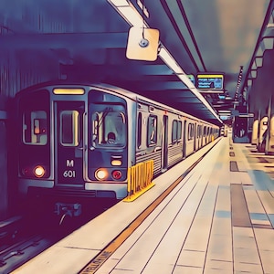 LA Metro Digital Art Print, Subways, Trains, Buses, Light Rail, Subway Art