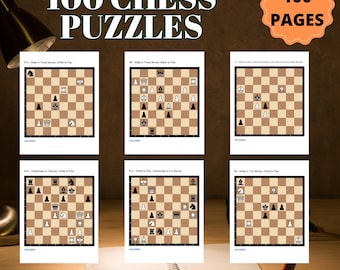 100 Hard Chess Puzzles | Printable Brain Teasers for Adults | Digital Download PDF
