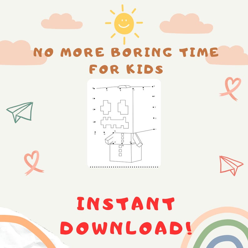 Minecraft Dot to Dot | Digital Printable for Kids | Printable Dot to ...