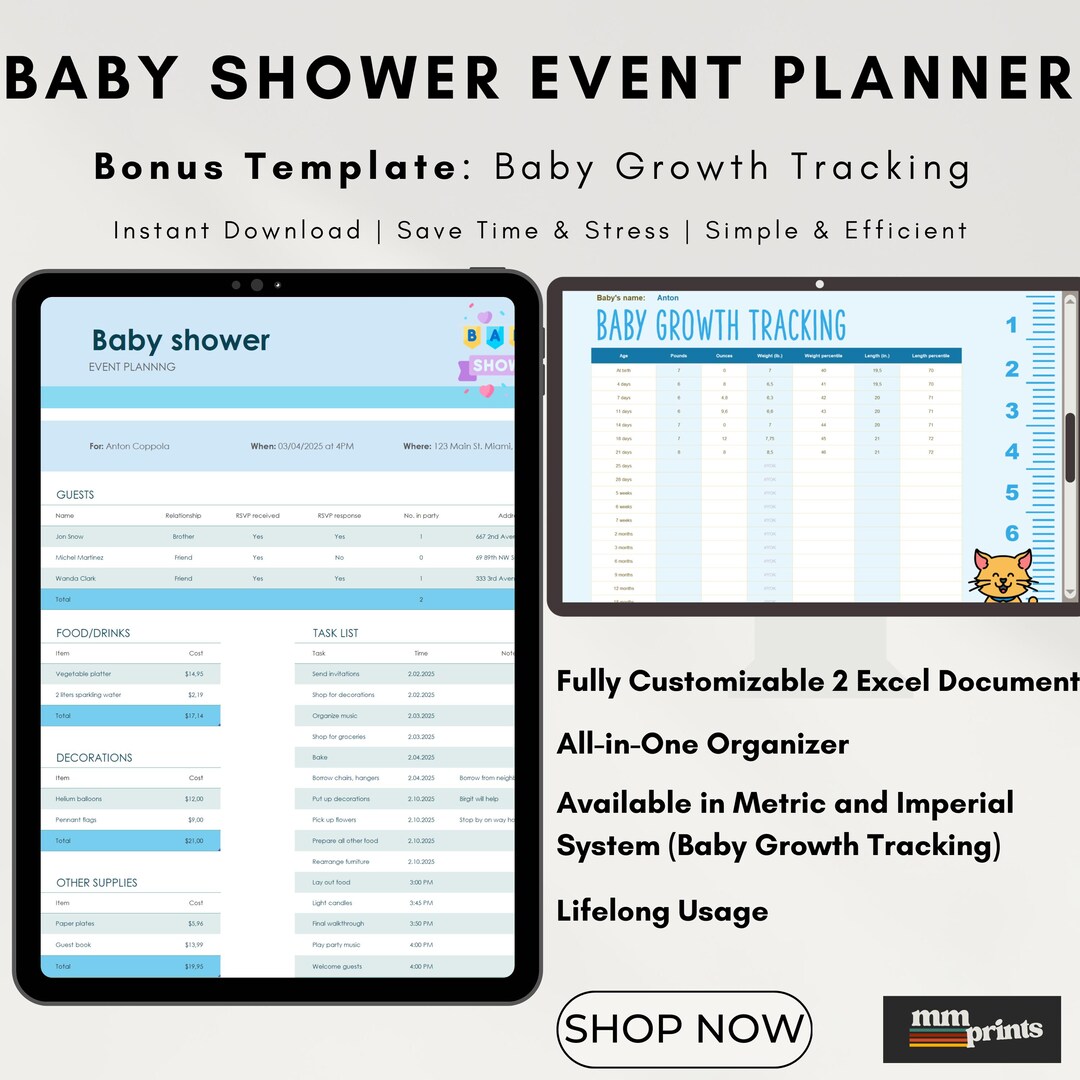 Baby Shower Event Planner Template | Party Planning Guide, Budget ...