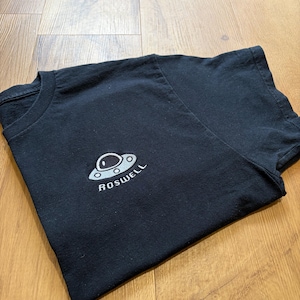 Embroidered UFO Tshirt | Roswell shirt |Retro Alien Shirt | Retro Sci-fi Tee|New Mexico Shirt, Alien Area 51,unique tshirt,Minimalist tshirt