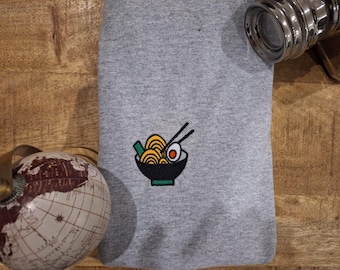 Embroidered Ramen Tshirt, Minimalist tshirt, Japan Inspired,Food T-shirt, Ramen Lover T-shirt, unique tshirt, Foodie Shirt, Noodle Shirt