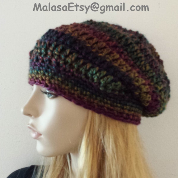 OHIO HAT Beanie Slouchy Handmade Bohemian OOAK color Hat Perfect Gift Fashion Womens Men Unisex Multicolor ooak Handmade Crocheted Knit