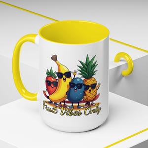 Fun Fruit Vibes Coffee Mug, Perfect Gift for Summer, Summer Fruit Decorful, Fruit-Lovers Gifted, Novelty Coffee Mug Gifte