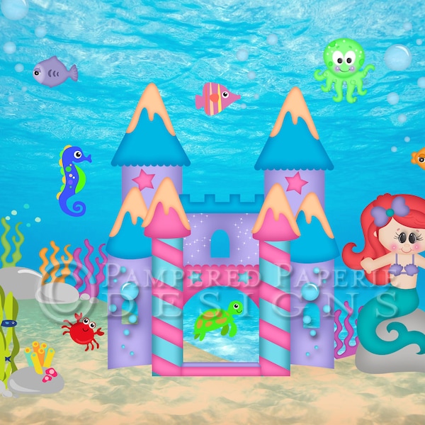 Under the Sea Backdrop - Printed Backdrop - Party Background - Mermaid Backdrop - Mermaid Banner