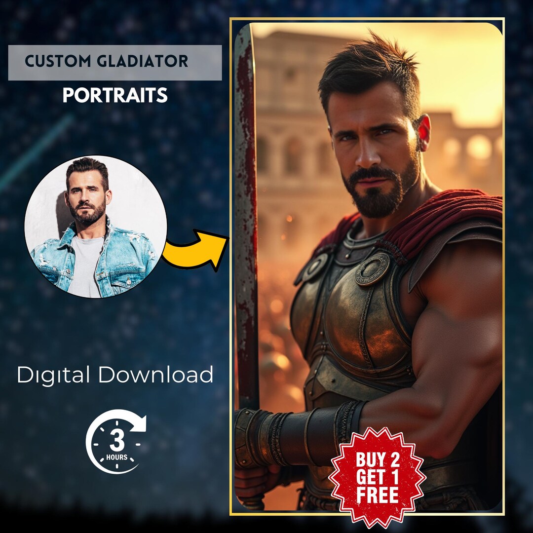 Custom Gladiator Portrait | Personalized Roman Gladiator Art | Ancient ...