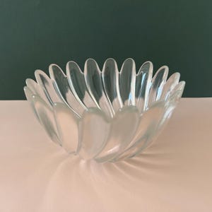 Vintage 1980s Walther Glas Frosted Ribbed Swirl Glass Serving Bowl