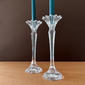 Pair of Tall Vintage Mikasa &quot;Excelsior&quot; Lead Crystal Candlestick Holders
