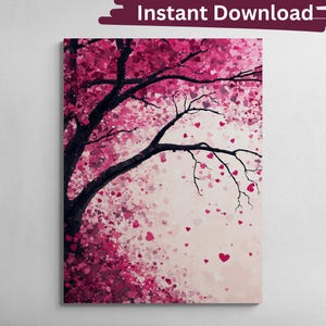 Valentijnsdag muurdecor Saint Valentin Valentijnsdag cadeau voor haar Valentijnsdag rood roze hart print afdrukbare muurkunst liefde schilderij