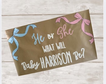 Personalized Baby Gender Reveal Painted Banner