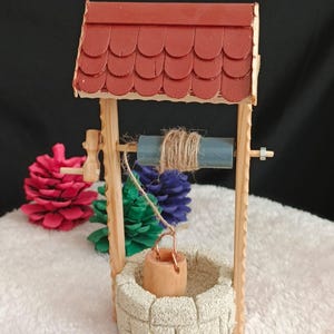 Wunsch gut Fee Gartenzubehör, Wunsch gut, Miniatur Stein Wald Wasser gut mit Eimer, Bauernhaus Dekor, Antike Wunsch gut