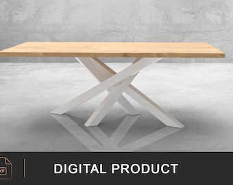Table mikado - plans de fabrication, pieds en metal + plateau bois