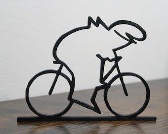La Línea "On a Bicycle" Figurine, Fun Design, Wall Decoration, Minimalist Art, Original and Humorous Design, 3D Line Art, Linea