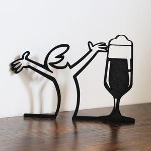 Decorazione murale La Linea – Silhouette divertente di birra – Stampa 3D minimalista – Decorazione originale per cucina o soggiorno