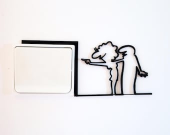 La Linea and her companion – Original light switch surround | Minimalist 3D printed wall decoration, Designer gift - La Linea figurine