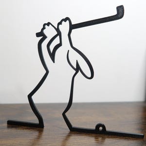La Línea &quot;Au Golf&quot; Figurine, Fun Design, Wall Decoration, Minimalist Art, Original and Humorous Design, 3D Line Art, Linea