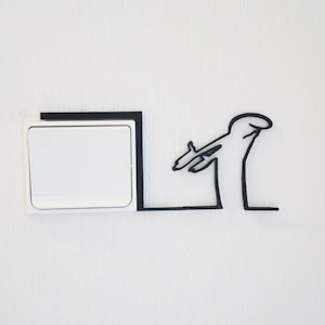 La Línea "Switch Corner" Figurina, Design divertente, Decorazione da parete, Arte minimalista, Design originale e umoristico, Arte lineare 3D, Linea