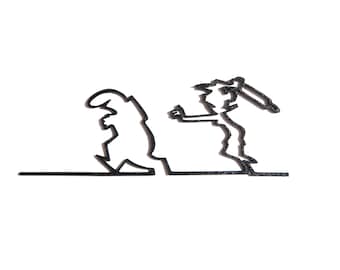 La Linea and her companion - 3D printed designer wall decoration, original minimalist art for the kitchen - La Linea figurine