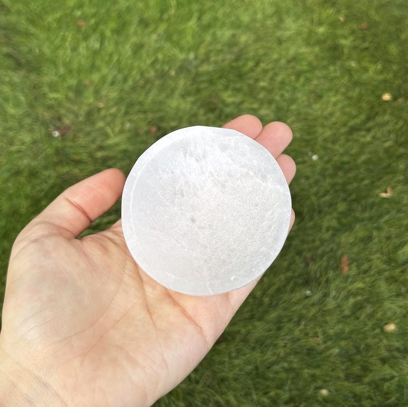 2 inch natural selenite crystal gemstone charging and cleansing bowl decor