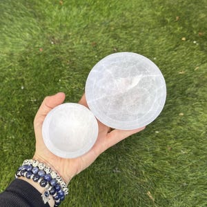 2 and 4 inch natural selenite crystal gemstone charging and cleansing bowl decor