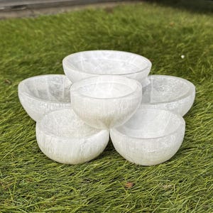 2 and 4 inch natural selenite crystal gemstone charging and cleansing bowl decor