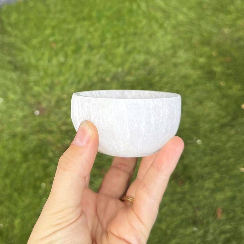2 inch natural selenite crystal gemstone charging and cleansing bowl decor
