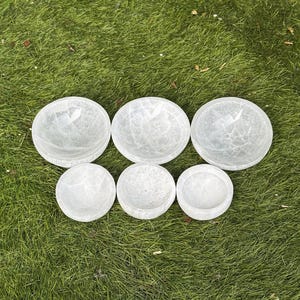 2 and 4 inch natural selenite crystal gemstone charging and cleansing bowl decor