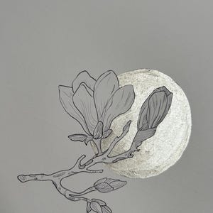 Platinum silence- Silenzio d’argento- unico e dipinto a mano, acquarelli e china su carta satinata  (A4 -21 x 29,7cm)