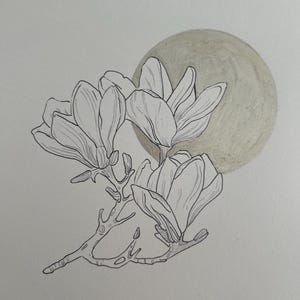 Minimalist wall decor - Sospiri d’argento- unico e dipinto a mano, acquarelli e china su carta satinata  (A4 -21 x 29,7cm)