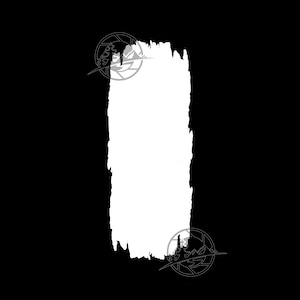 May include: White textured background with a rough, brushstroke-like edge.